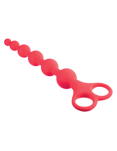 NMC 8 INCH RIBBED SILICONE ANAL BEADS RED